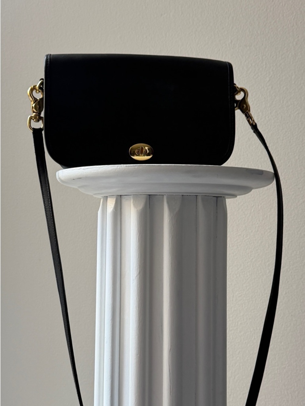 Classic Black Leather Crossbody Bag - Gold Hardware